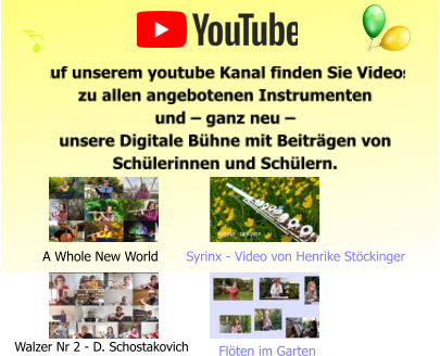 Flöten im Garten A Whole New World  Walzer Nr 2 - D. Schostakovich Syrinx - Video von Henrike Stöckinger